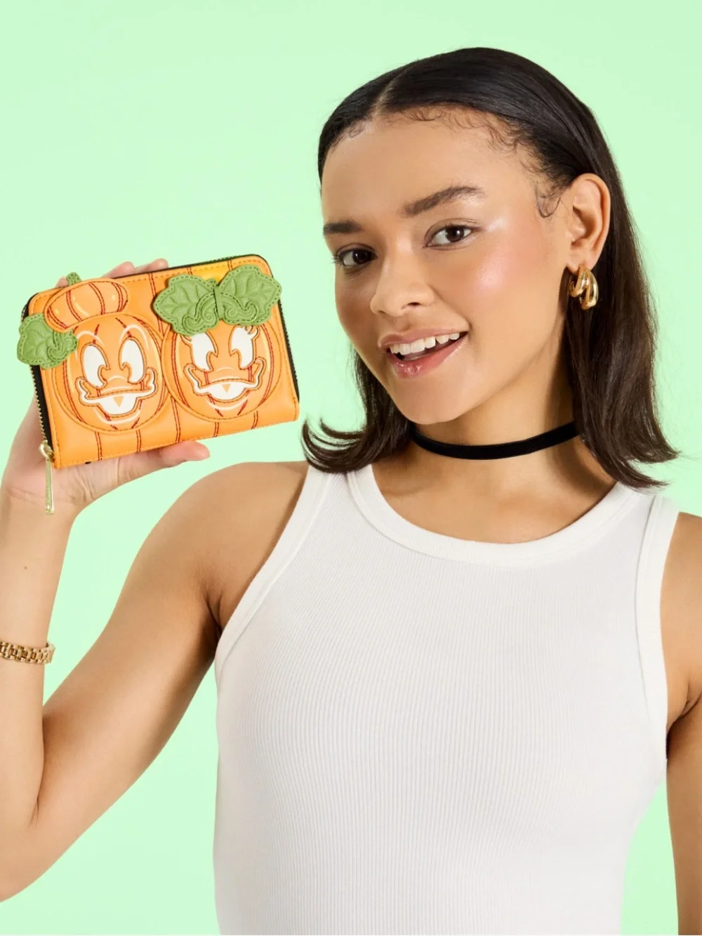 Loungefly Donald & Daisy Jack-0'-Lantern Exclusive Glow Mini Backpack & Wallet
